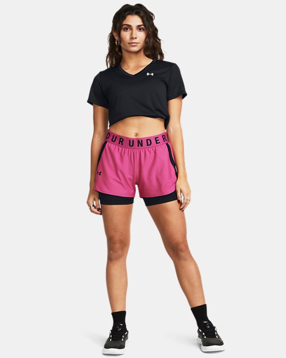 Women's UA Play Up 2-in-1 Shorts in Pink image number 2